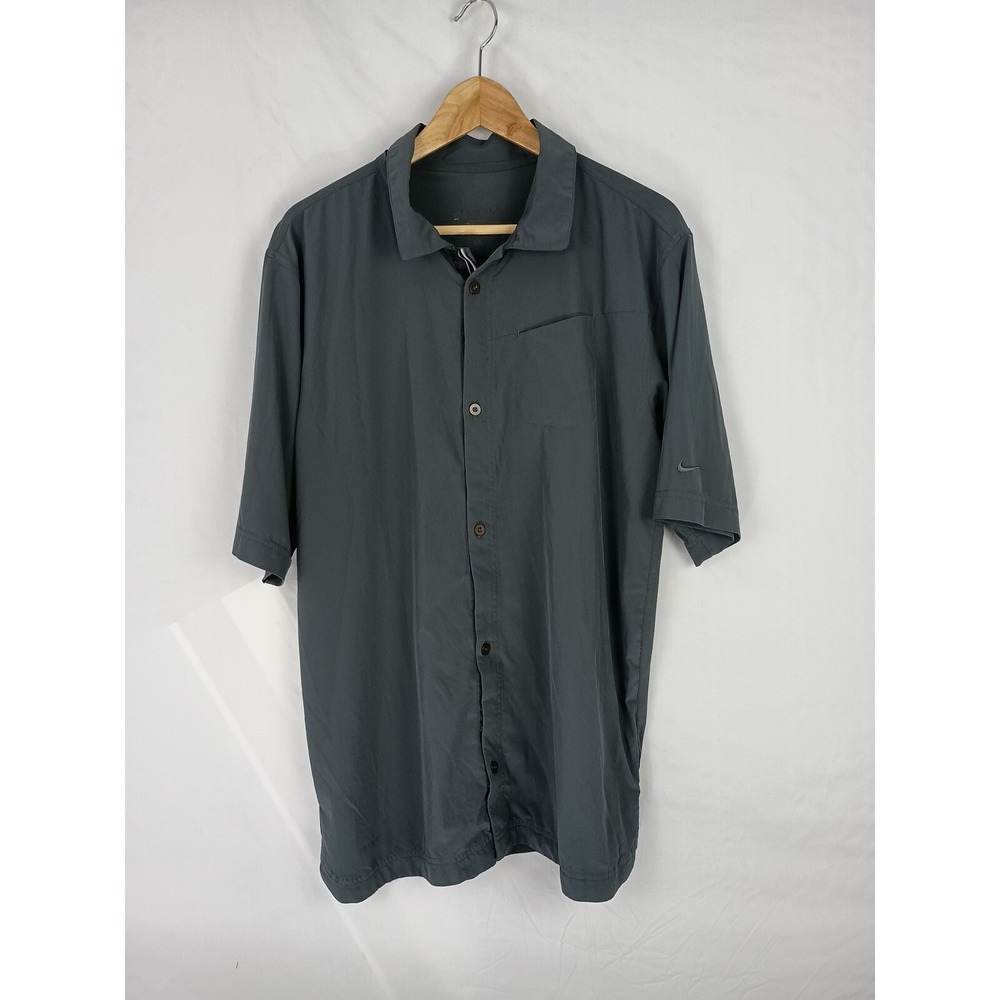 Nike UV Tech Golf Polo Dri-Fit‎ Stretch Button-Up Size M Men's Shirt - Black